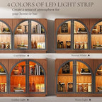 Sideboard Buffet Cabinet with Storage, 68" Walnut Credenza Accent Cabinet Buffet Table w/4 Arched Glass Doors & LED Light, Modern Coffee Bar Liquor Cabinet w/2 Shelves for Kitchen Entryway