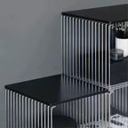 304 Stainless Steel Side Table,Square Geometry Retro Side Table Linear Metal End Table,Wire Cube Storage Rack, Book Stackable, Stainless Steel Coffee Table，Multi-Purpose Accent Table