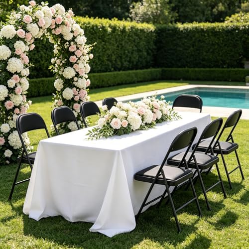 Folding Chairs 4 Pack,350 lbs Heavy Duty Metal Frame Folding Chairs with PU Leather Padded Seat,Ergonomic Portable Foldable Chair with Non-Slip Rubber Feet for Indoor Outdoor Wedding Patio Party,Black