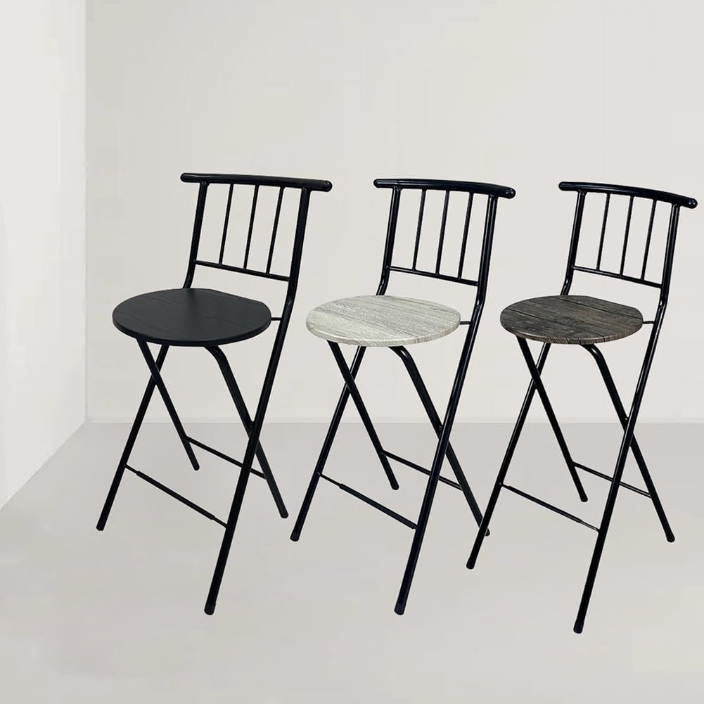 30 Inch High Folding Bar Stool, Home Foldable Counter Chair with Backrest and Footrest for Adults, Indoor Counter Bar Stools for Kitchen(Brown)
