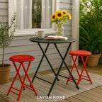 Lavish Home Folding Stool - Set of 2 Counter Height Bar Stools – 24-Inch Backless Folding Chairs with 225lb Capacity for Kitchen, Rec Room, or Game Room (Red)