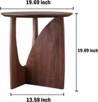 YUNMUAIR-Solid Wood Side Table Round End Table in Walnut Finish Wood Tabletop & Frame 19.68" Tall Farmhouse Side Tables Nightstand for Living Room,Bedroom,Brown