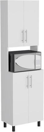DEPOT E-SHOP 22" Olivet Kitchen Pantry, 4 Doors, 4Shelves, White - Kitchen – Tall Kitchen Storage & Pantry Organization for Kitchen, Dining Room & Utility Room Organization