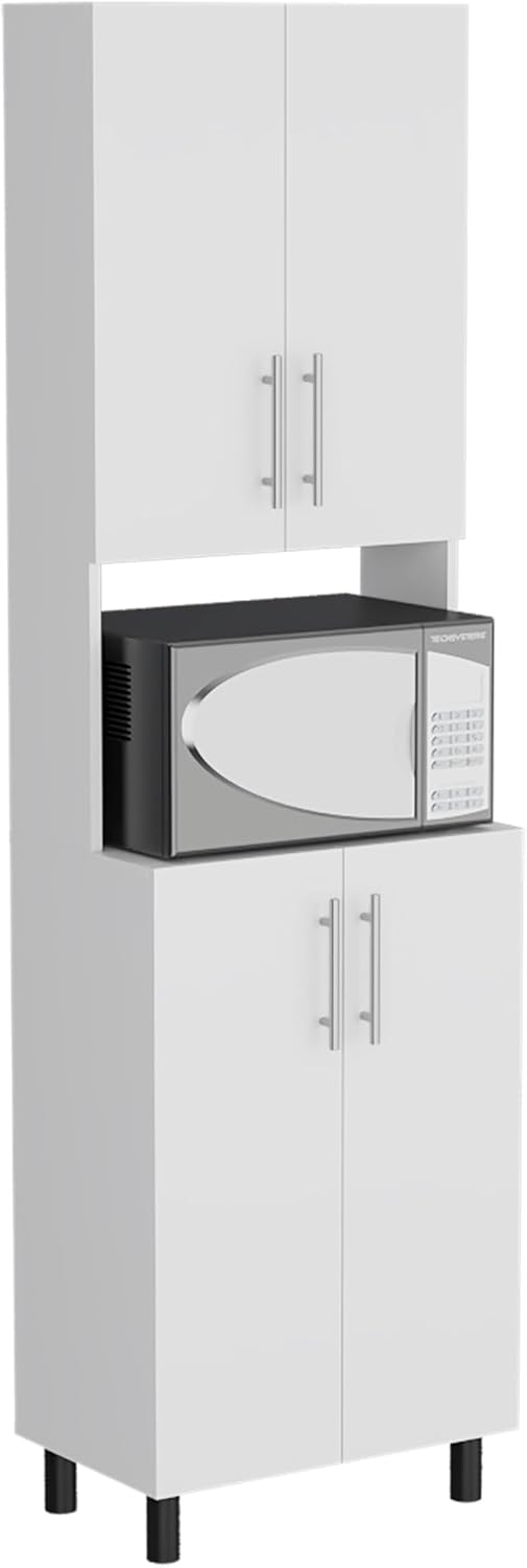 DEPOT E-SHOP 22" Olivet Kitchen Pantry, 4 Doors, 4Shelves, White - Kitchen – Tall Kitchen Storage & Pantry Organization for Kitchen, Dining Room & Utility Room Organization