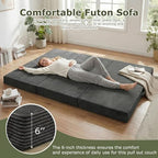 5-in-1 Convertible Sofa Bed, Loveseat, Tri-fold Futon Sofa Bed with Removable Cushions & Washable Cover, Pull Out Couch with Handle, for Small Spaces, Queen Size, Grey