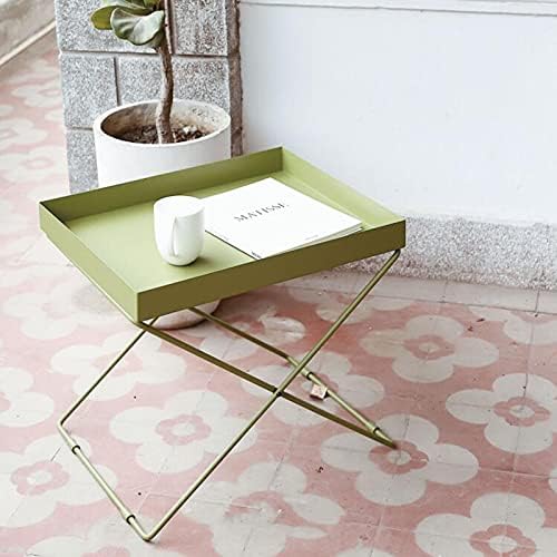 Telephone Table, Grass Green Metal Nightstand/End Table,Square Pallet Sofa Side Table,High and Narrow Entryway Table ，Telephone Table for Living Room,Bedroom and Off(Size