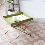 Telephone Table, Grass Green Metal Nightstand/End Table,Square Pallet Sofa Side Table,High and Narrow Entryway Table ，Telephone Table for Living Room,Bedroom and Off(Size