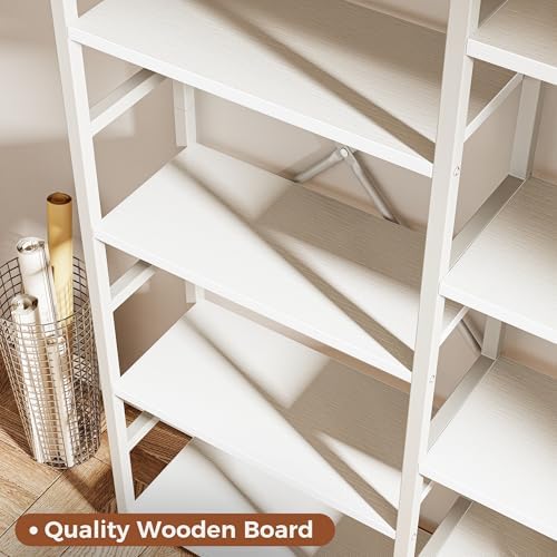 SUPERJARE Triple Bookshelf, Bookcase with 14 Open Display Shelves, Wide Book Shelf Book Case for Home & Office, 5 Tier, White