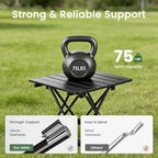 2 Pack Camping Table Foldable, Portable Folding Beach Table, Black-S | Ultralight, Metal, with Carry Bag, Small for Outdoor Travel & Picnic, BBQ, Cooking, Festival, Boat, Home Use