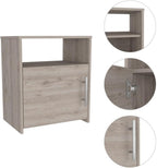 Nightstand, End Table, Side Table One Shelf, Single Door Cabinet, Metal Handle -Light Gray,for Small Spaces