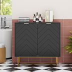 Modern Sideboard Buffet with Storage, Set of 2 Modular Cabinets, Black