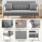 Yaheetech 56.5" Small Sofa 2 Seater Couch with Gold-Tone Legs, Light Gray