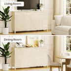 Fluted Buffet Cabinet with Storage, 55" Sideboard Cabinet with 4 Doors, Modern Credenza Accent Console Cabinet Coffee Bar Table for Living Room Dining Room Hallway, Natural