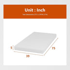 PayLessHere 5 Inch Gel Memory Foam Mattress Medium Firm Mattresses CertiPUR-US Certified Bed-in-a-Box Pressure Relieving Twin Size,Fiberglass Free，White