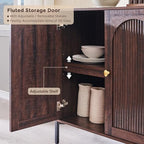 IFGET 92.63" W Modern Arched Sideboard Buffet Cabinet with Storage, Brown