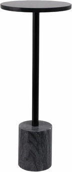 Home Decor End Table, Side Table, or Night Stand - Elegant Slim Metal Accent Table with Marble Top and Base for Bedroom or Living Room - Minimal Design Perfect for Big and Small Spaces - 24" Black