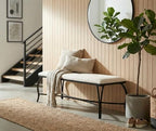 Mango Steam Vienna White Bench - Entryway Bench - Powder Coated, Upholstered, Space Saving