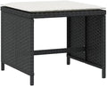 4-Piece Garden Stool Set Black with Cream Cushion