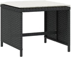 4-Piece Garden Stool Set Black with Cream Cushion