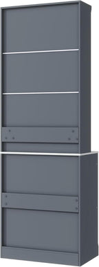83.7inch High Kitchen Pantry with 5 Storage Drawers and Adjustable Shelf, Wood Freestanding Tall Kitchen Hutch Display Cupboard Cabinet with Faux Marble Top for Dining Room, Set of 2 (2, Gray-T)