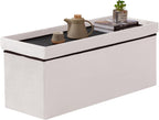 BRIAN & DANY 43 Inches Folding Storage Ottoman Bench, Velvet Ottoman with Storage for Living Room, Bedroom, Entryway, Ottoman Foot Rest, End of Bed Bench (White)