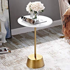 Telephone Table, Solid Wood Sofa Side Table Pedestal Tables Sofa & Console Tables Telephone Tables Round Living Room Side Table(White-15.74 * 15.74 * 22.44in