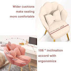 Etlegor Petal Makeup Vanity Chair, 360° Swivel Makeup Stool with High Back, Modern Accent Chair with Bow Pillow for Living Room, Dressing Room, Bedroom(Pink-Gray)