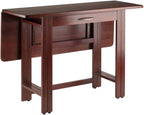 Furnifact Walnut Folding Dining Table – Compact Drop Leaf Table – Space-Saving Rectangular Kitchen and Dining Room Table for Small Homes, RVs, and Apartments