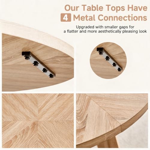 Round Dining Table Set for 4, Kitchen Table and Chairs | Wooden Cross Base, Boucle Fabric Chair, for Apartment