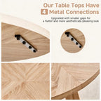 Round Dining Table Set for 4, Kitchen Table and Chairs | Wooden Cross Base, Boucle Fabric Chair, for Apartment