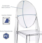 2xhome Ghost Dining Chair with Oval Back | Transparent Acrylic Accent Side Chair for Kitchen, Living Room, Vanity, or Event Seating | Non Stackable (Set of 2, Clear)