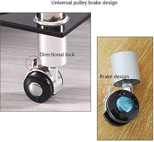 Telephone Table, Sofa Side Table,Square Tempered Glass Small Coffee Table,Telephone Table,Negotiation Table,with Pulley,Fixed Foot,2 Colors(Black-19.48 * 15.55 * 20.86in