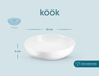 KooK Pasta Bowl, Salad Bowls, Bowls, Serving Bowls, Soup, Ceramic, Large Capacity, Microwave & Dishwasher Safe, Set of 4, 40 Oz, (White)