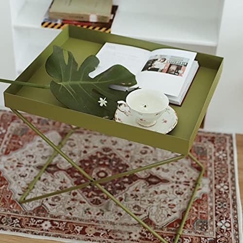 Telephone Table, Grass Green Metal Nightstand/End Table,Square Pallet Sofa Side Table,High and Narrow Entryway Table ，Telephone Table for Living Room,Bedroom and Off(Size