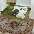 Telephone Table, Grass Green Metal Nightstand/End Table,Square Pallet Sofa Side Table,High and Narrow Entryway Table ，Telephone Table for Living Room,Bedroom and Off(Size