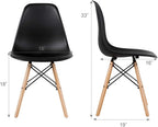 GOFLAME DSW Dining Chairs Set of 4, Shell Plastic Chairs with Wooden Legs, Modern Style Armless Chairs for Living Room Kitchen Bedroom, Kitchen Side Chairs for Dining Room, Living Room, Black