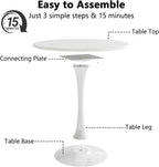 27.5" White Round Dining Table, MDF Top with Metal Pedestal Base, Modern Accent Table for Small Spaces, Kitchen, Dining Room & Living Room