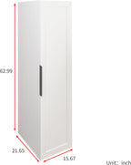 62.99''H Tall Kitchen Pantry Cabinet, Freestanding Corner Buffet Sideboard with Door Shelves and Adjustable Shelves, Narrow Storage Pantry for Kitchen Living Room Dinning Room, White