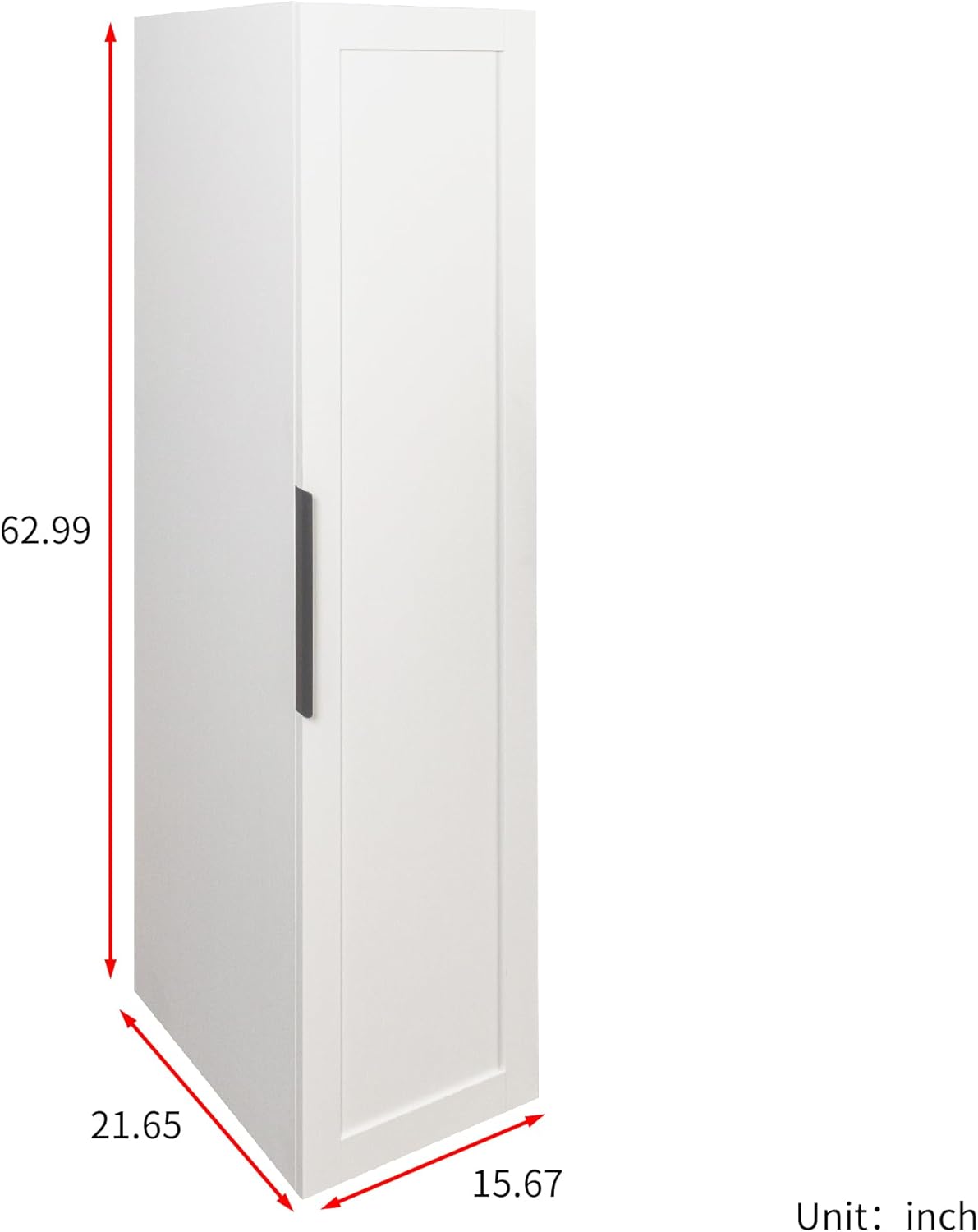 62.99''H Tall Kitchen Pantry Cabinet, Freestanding Corner Buffet Sideboard with Door Shelves and Adjustable Shelves, Narrow Storage Pantry for Kitchen Living Room Dinning Room, White