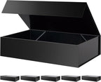 PACKHOME 6 Extra Large Gift Boxes 17.5x11.3x4.3 Inches, Sturdy Shirt Boxes with Magnetic Lids for Clothes and Large Gifts (Glossy Black)