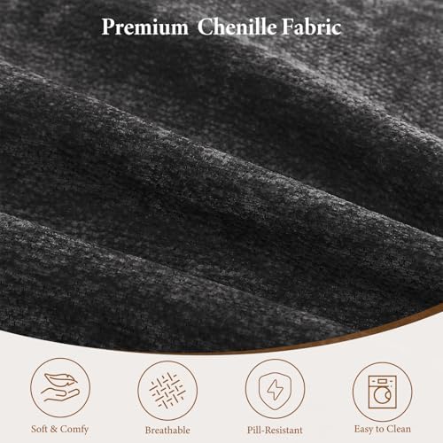 Vesgantti 114" L Shaped Couch, Deep Seat Sectional Sofa, Black | Oversized 3 Seater Modular Couch with Ottoman, Cloud Sofa for Living Room, No Assembly Required, Free Combination, Chenille