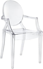 2xhome - Set of 4 Modern Designer Louis Ghost Armchairs with Polycarbonate Crystal Clear Transparent Plastic Dining Chairs
