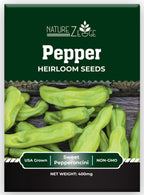 Sweet Pepper Seeds for Planting, Sweet Banana Pepper Seeds, Pepperoncini, Sweet Cherry Pepper Seeds, California Wonder Bell Pepper, and Anaheim, Heirloom Pepper Seed Assortment, Non-GMO