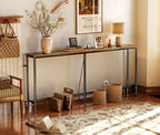 SUPERJARE 70 Inch Sofa Table with Outlet，Rustic Brown | 7.9 Inch Console Table with Charging Station,Narrow Entryway Table, Skinny Hallway Table, Behind Couch Table, for Living Room