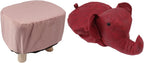 Diydeg Animal Footstool, Cute Elephant Shaped Ottoman Footstool with Soft Padded Cushion and Non Slip Feet, Upholstered Seat for Bedroom, Living Room or Entryway (Red)
