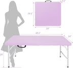 4 FT Folding Table with Carry Handle, Portable Fold-in-Half Plastic Table, Rectangle Foldable Table for Indoor/Outdoor Light Purple