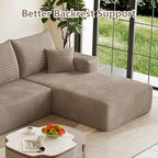 95" Cloud Sectional Couch with L-Shape Chaise, Modular Comfy Sofa Chaise Longue, Upholstered Corduroy Couches Sleeper with Deep Seat for Living Room Bedroom, No Assembly Required(Camel, Right Facing)