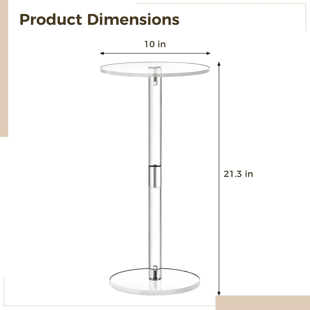 Acrylic Side Table, Modern Round Transparent Table For Small Spaces, Stylish Furniture For Living Room, Bedroom, Office