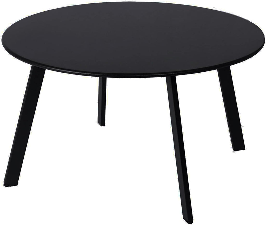 Patio Coffee Table - Metal Steel Outdoor Round Table Weather Resistant Anti-Rust Table (Black)