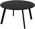 Patio Coffee Table - Metal Steel Outdoor Round Table Weather Resistant Anti-Rust Table (Black)